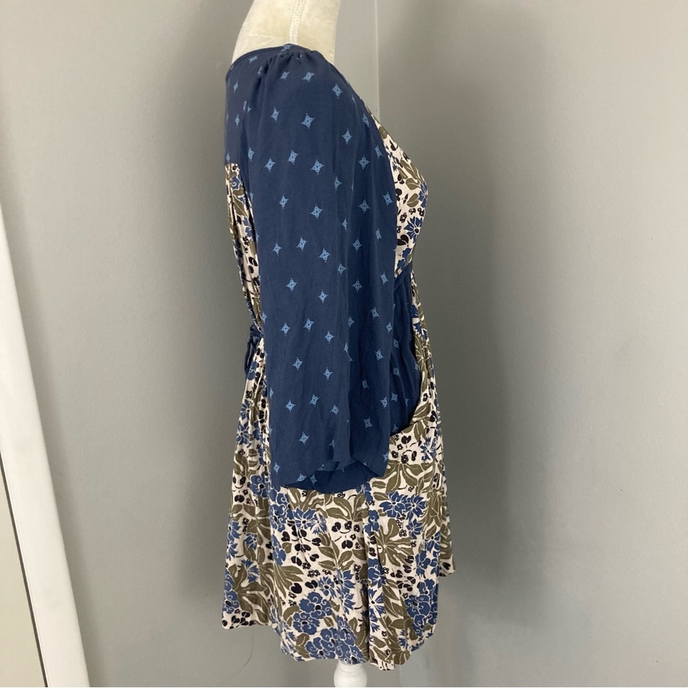 Free People Talulla Printed Mini Dress pockets cottagecore rayon size M - Picture 4 of 14